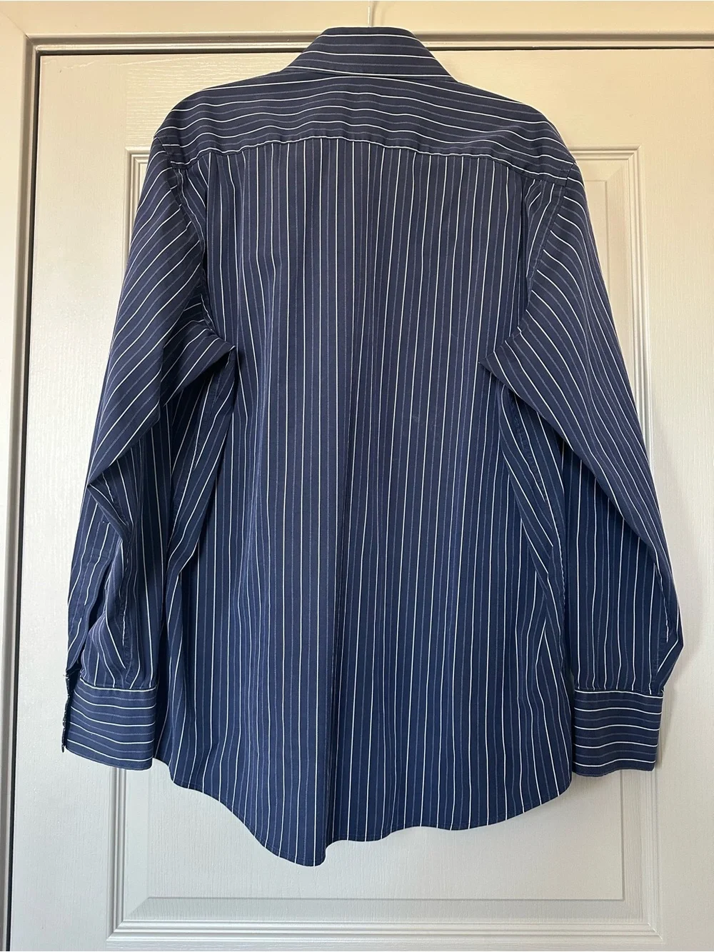 Banana Republic Men’s 17 1/2 XL Blue White Stripe Stretch Dress Shirt
